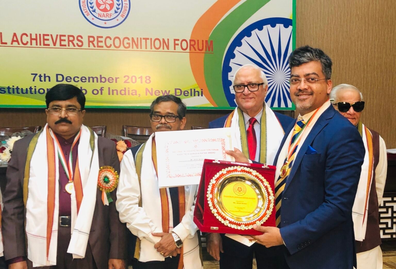 Mr Amol Arora, MD Shemrock and Shemford Group of Schools, was honored with prestigious Rashtriya Shiksha Ratan Award